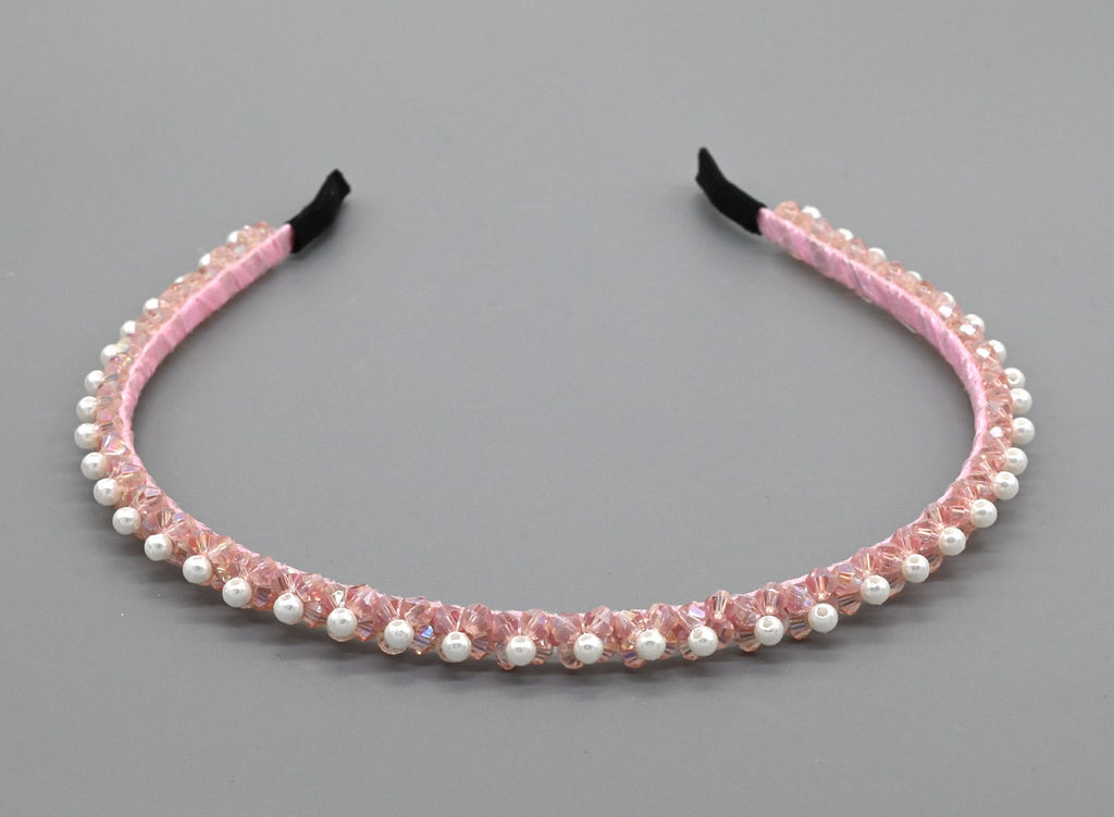 Ободок для волос с цирконом, цвет розовый