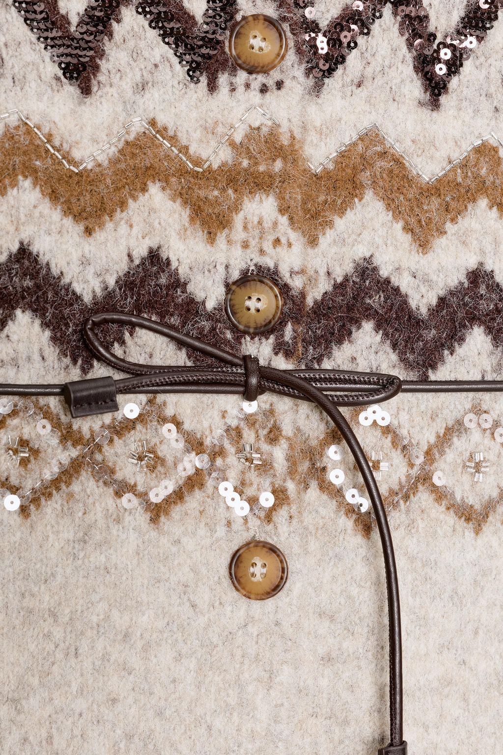 JACQUARD SEQUIN KNIT CARDIGAN WITH BELT - Zara фото 6