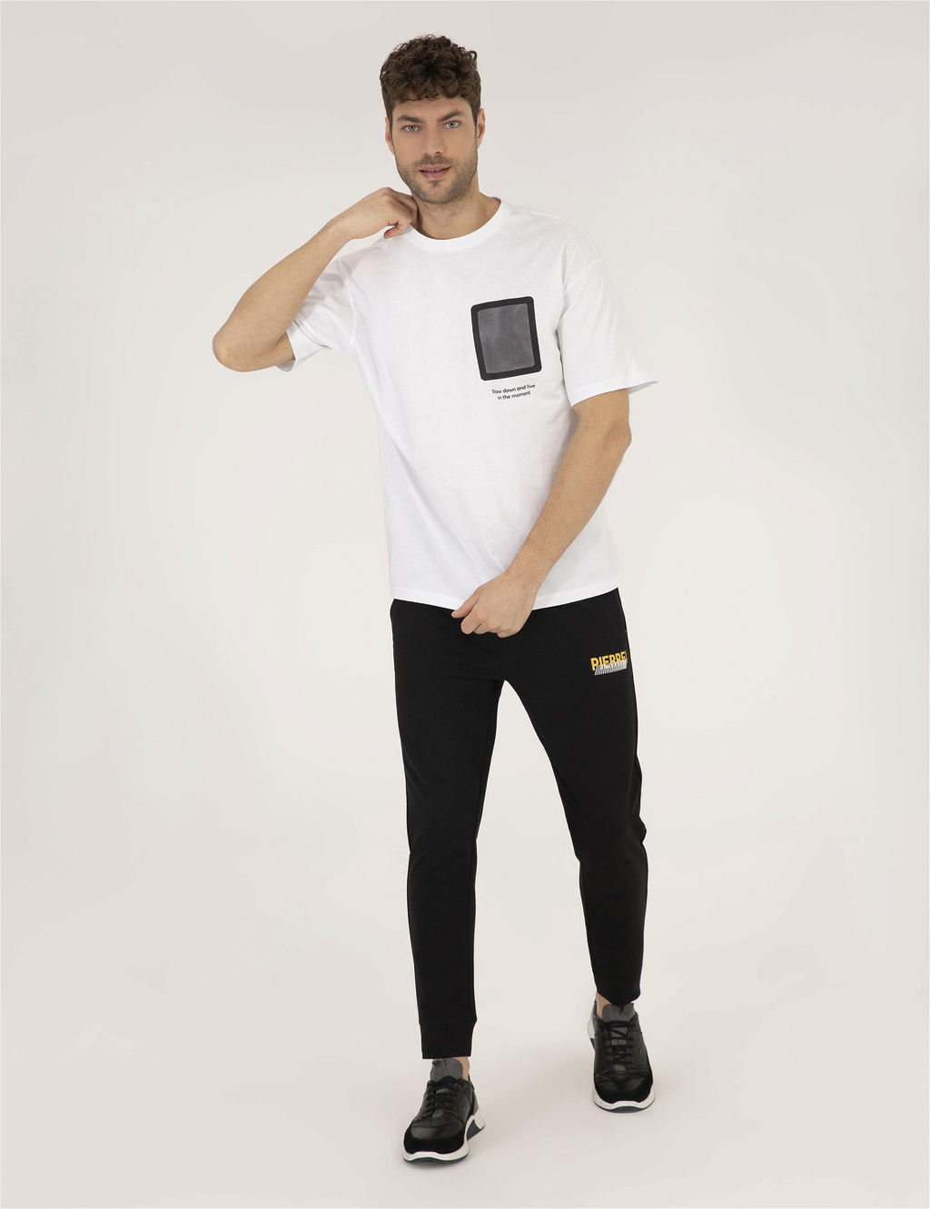 Beyaz Comfort Fit Bask_l_ Bisiklet Yaka Ti__rt - Pierre cardin фото 4
