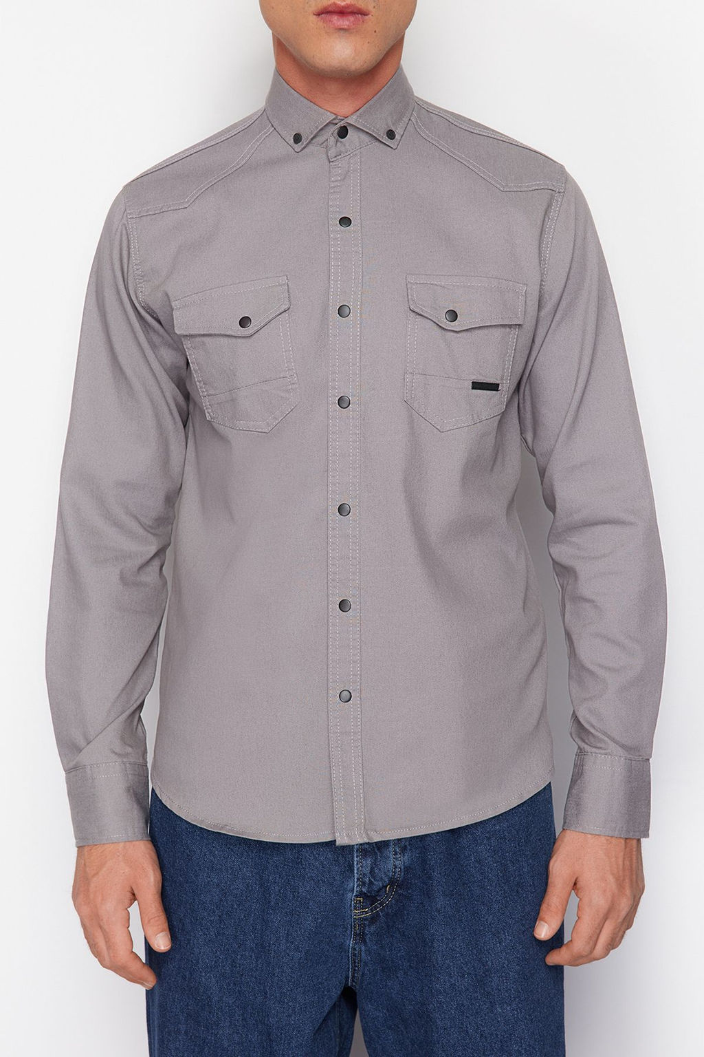 TRENDYOL MAN Koyu Haki Regular Cift Cepli Denim Kot Gomlek TMNSS24GO00081 - Trendyolmilla фото 24
