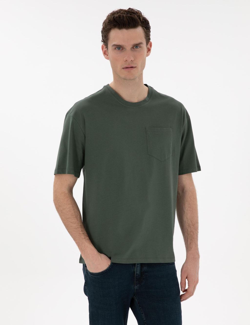 Koyu Ye_il Comfort Fit Basic Ti__rt