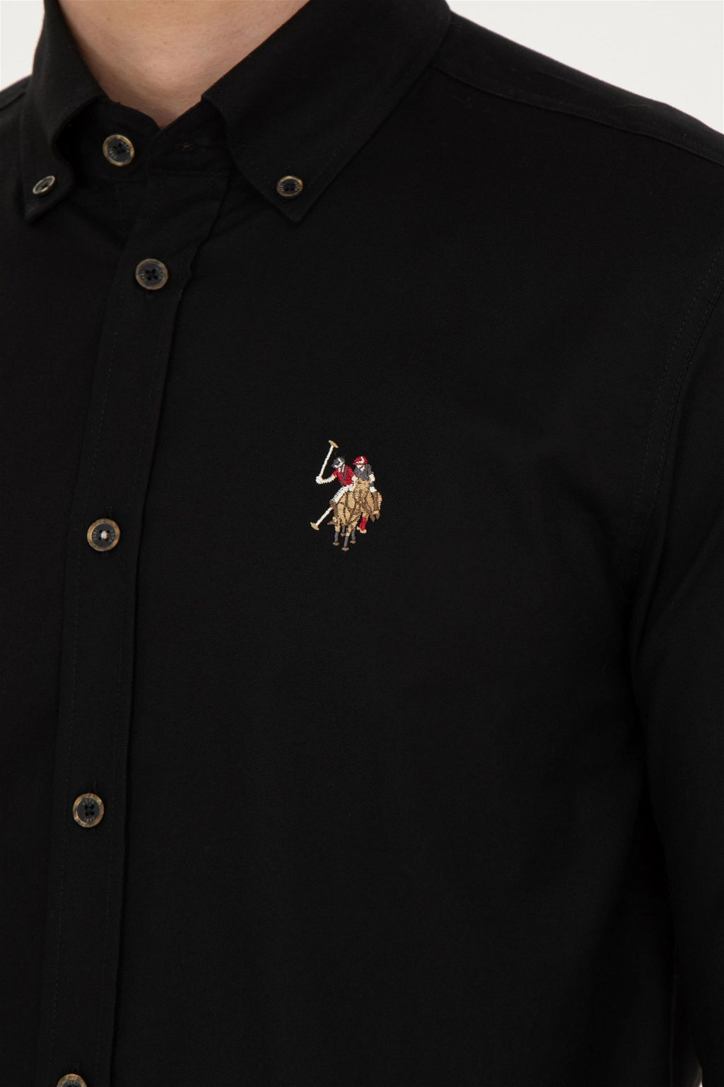 U. S. Polo Assn / Мужская черная базовая рубашка с длинным рукавом - U.s. polo assn фото 7