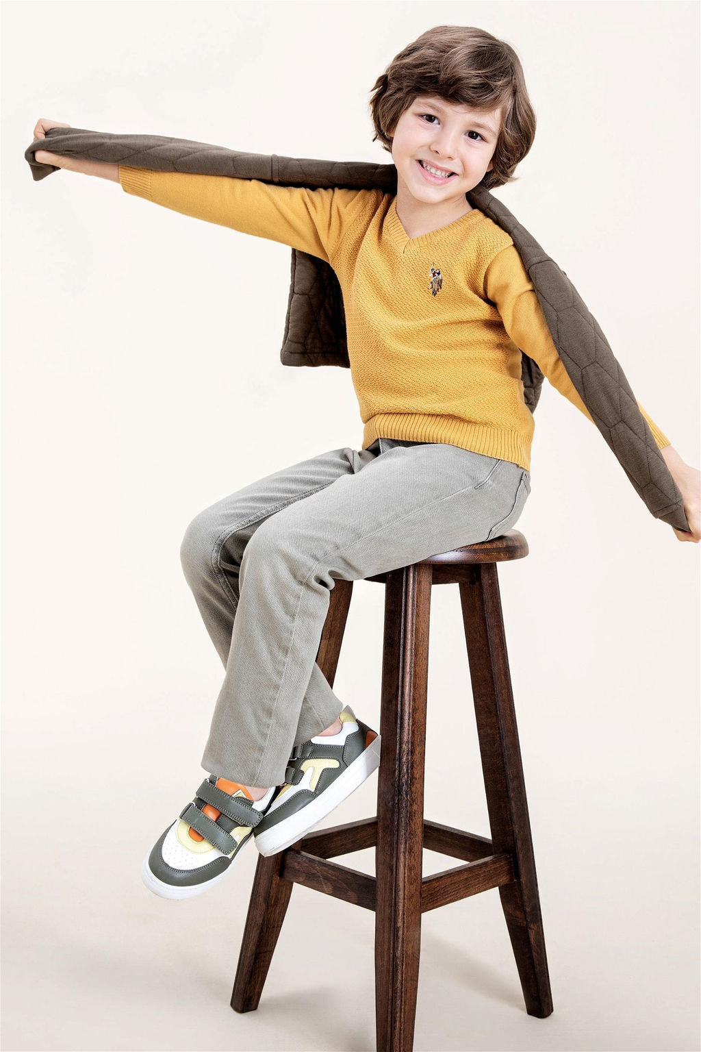 Boy Saffron V - Neck Knitwear Sweater Basic - U.s. polo assn фото 5