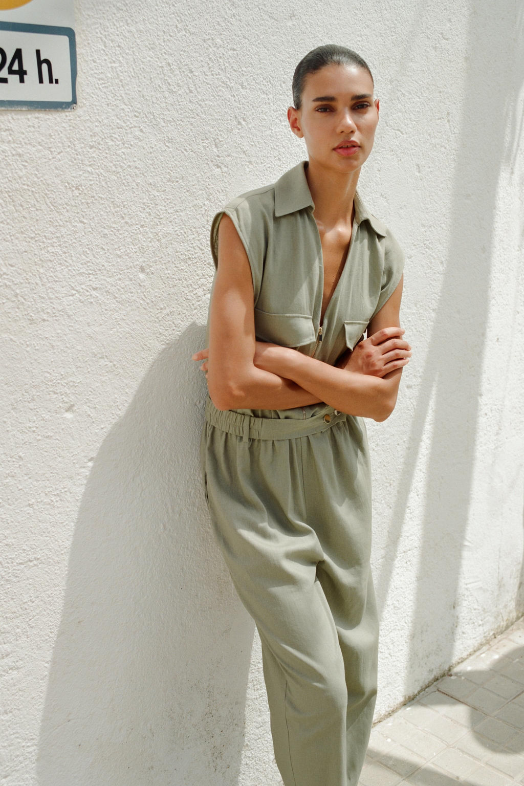 LINEN BLEND BELTED JUMPSUIT - Zara фото 11