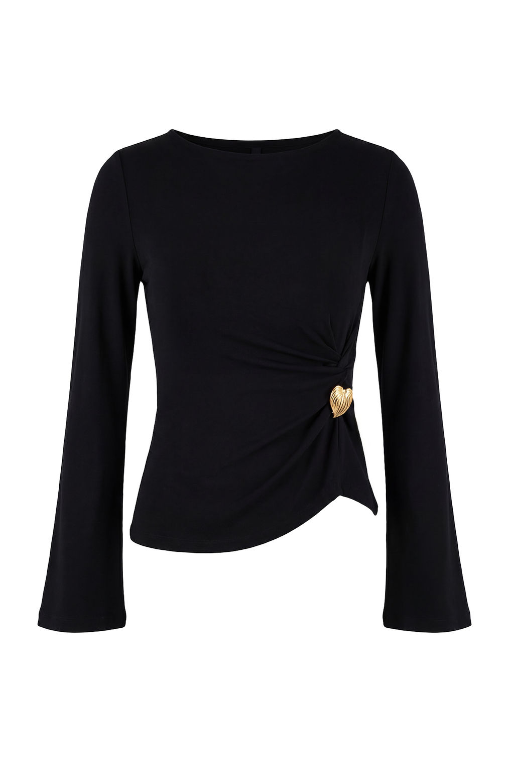 Siyah Fitted/Vucuda Oturan Kay?k Yaka Aksesuar Detayl? Yumusak Orme Bluz TWOSS26BZ00221