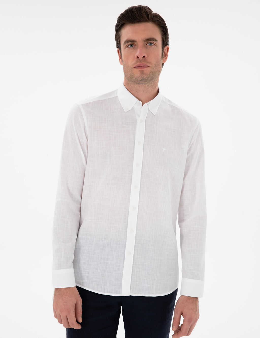 Beyaz Regular Fit D__meli Yaka Pamuklu G_mlek - Cacharel фото 3