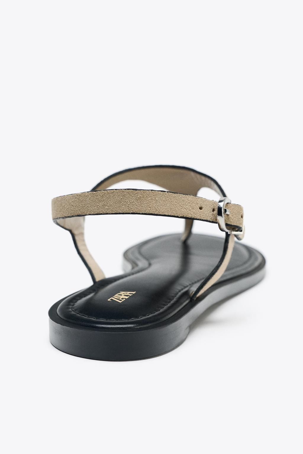 LEATHER BUCKLE-STRAP SANDALS - Zara фото 5