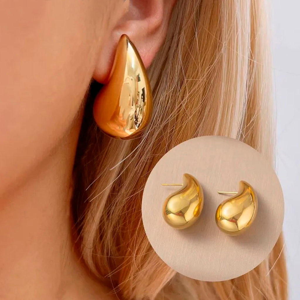 Серьги "Капли" 17*32,5мм, золотистые, 10г