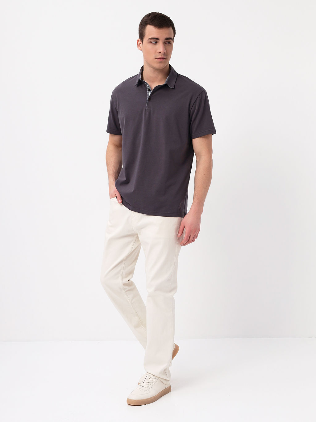 Джемпер мужской с воротником поло короткий рукав GREG G144-KO1246T-SAS5095 (серый) фото 5