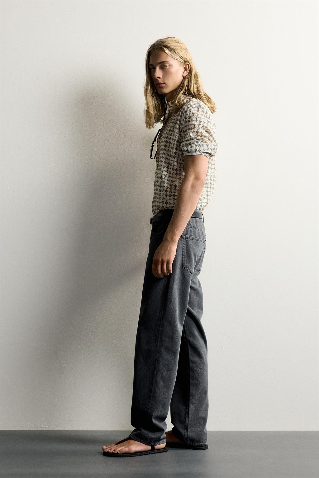 CAMISA RELAXED FIT ESTAMPADO GEOM?TRICO / Piedra - Zara фото 4