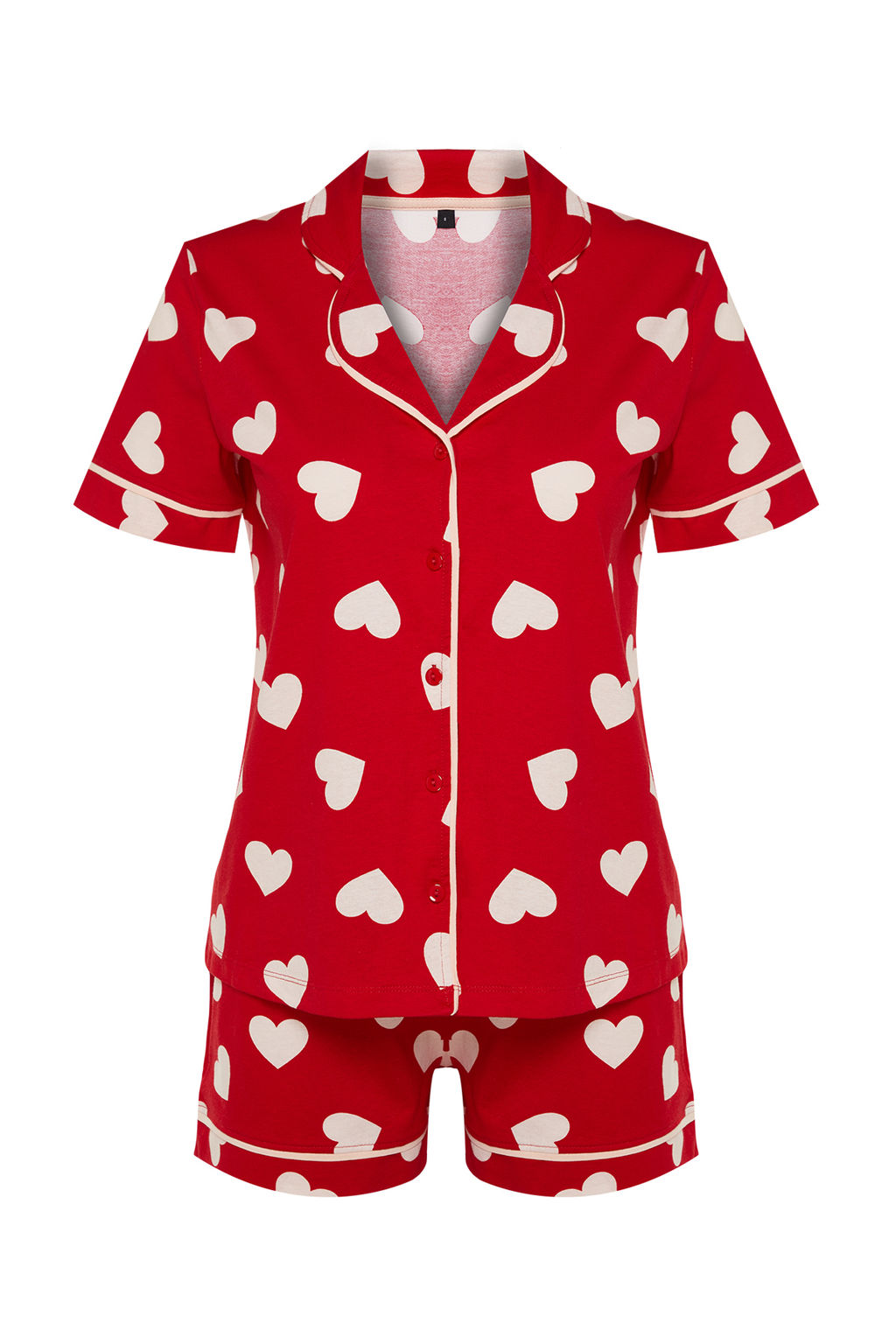 K?rm?z? %100 Pamuklu Kalpli Biye Detayl? Sortlu Orme Pijama Tak?m? THMSS21PT1200 - Trendyolmilla фото 8