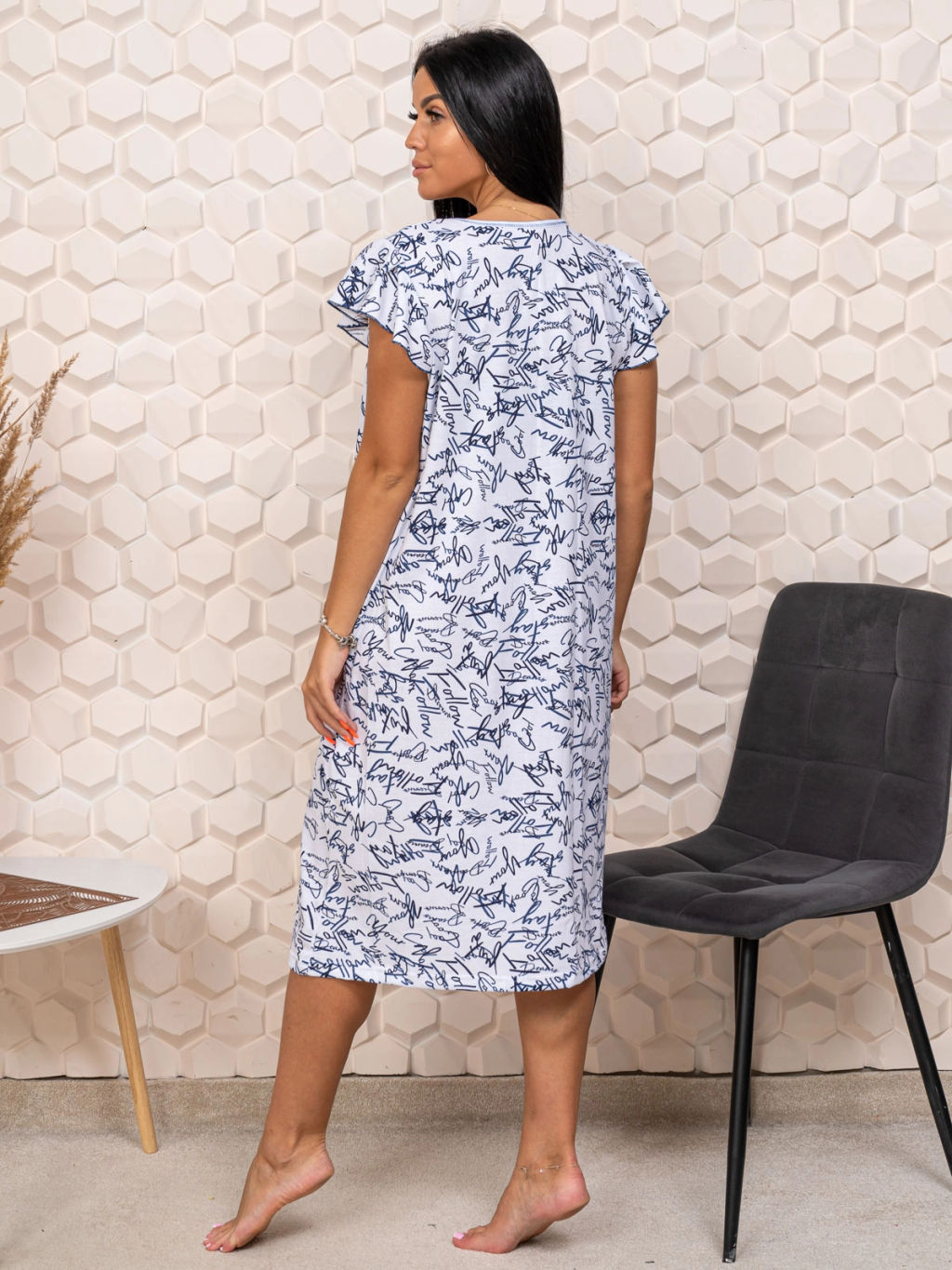 Ночная сорочка женская, цвет синий белый