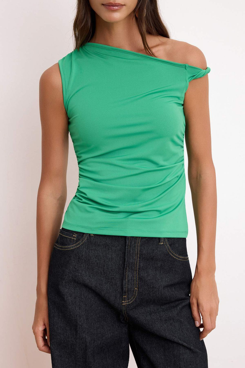 Trendyolmilla Kahverengi Asimetrik Yaka Buzgu/Drape Detayl? Fitted/Vucuda Oturan Orme Bluz TWOSS25BZ00279  фото 25