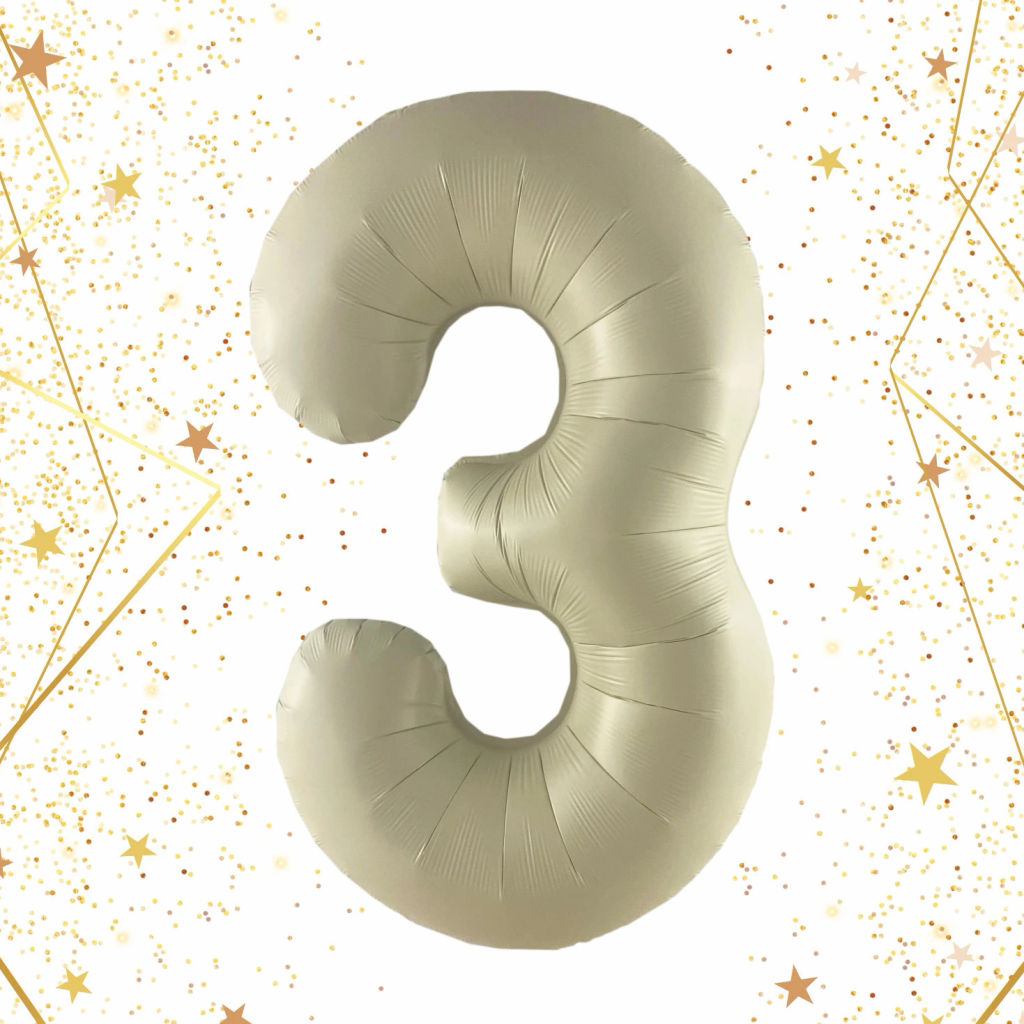 Шар фольгированный 32/81см "Цифра "3" (молочный)