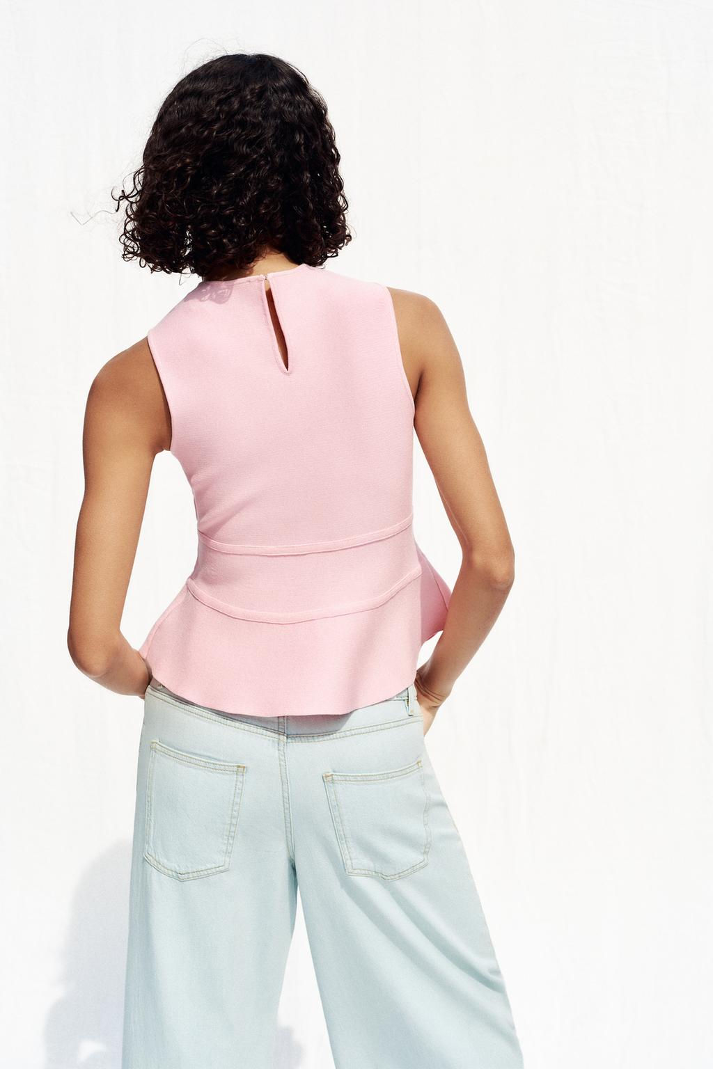 KNIT PEPLUM TOP WITH TIES - Zara фото 12