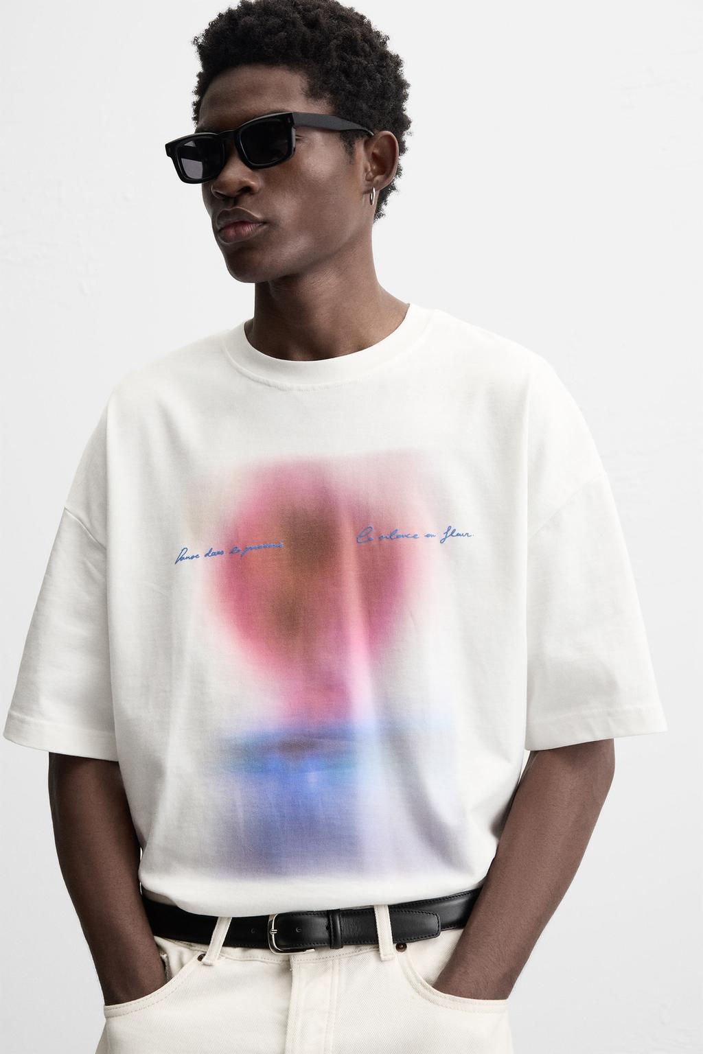 CONTRAST PRINTED T-SHIRT - Zara фото 5