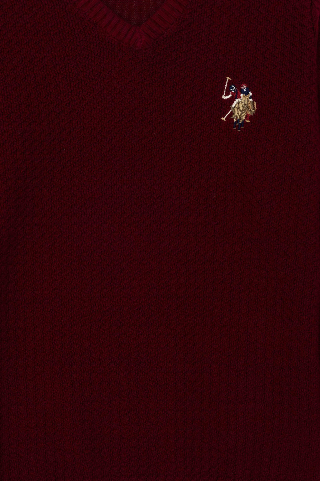 U. S. Polo Assn / Бордовый базовый свитер с v-образным вырезом для мальчика - U.s. polo assn фото 3