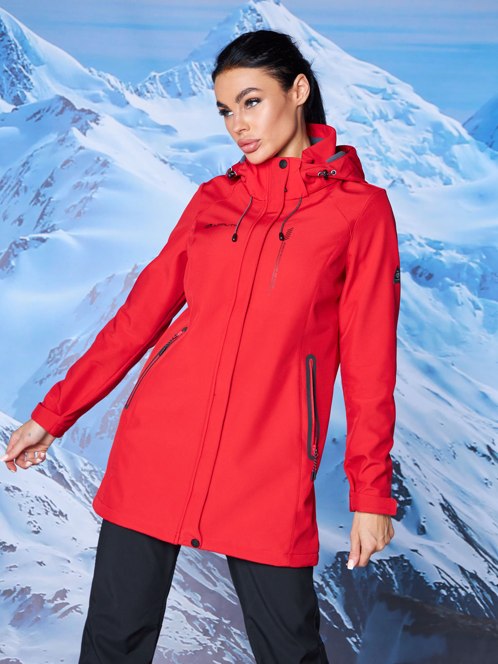 Женская парка виндстопер софтшелл на флисе Azimuth Стихия Неба 124/22956_703 Красный  фото 11