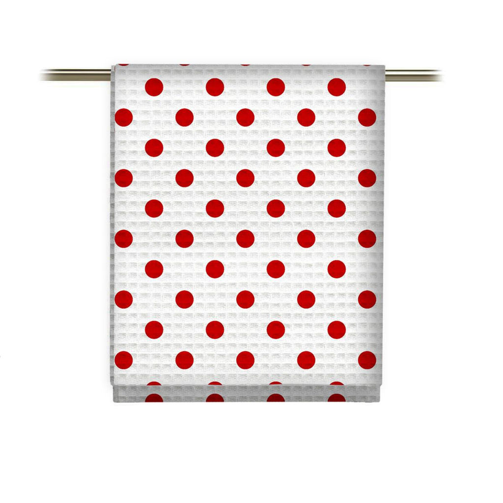 2 шт. Полотенце вафельное 50х70 "Fine Line" рис 62040 вид 1 "Красный горох на белом"