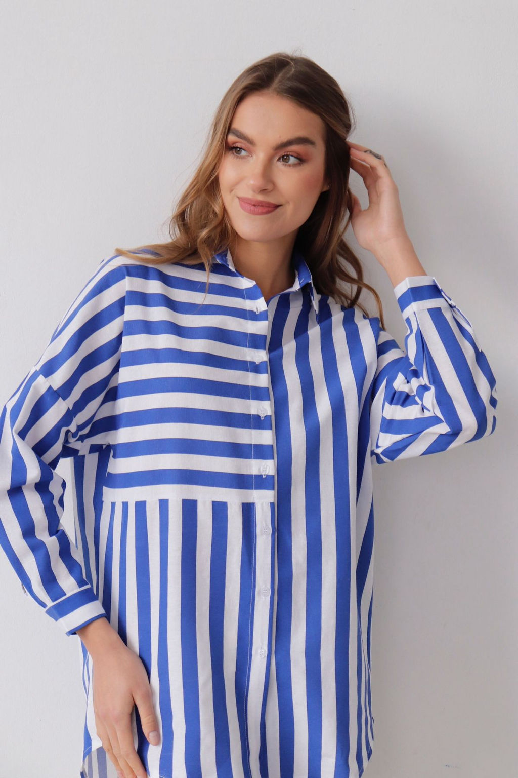 11351 Рубашка в полоску бело-голубая - Martichelli фото 3