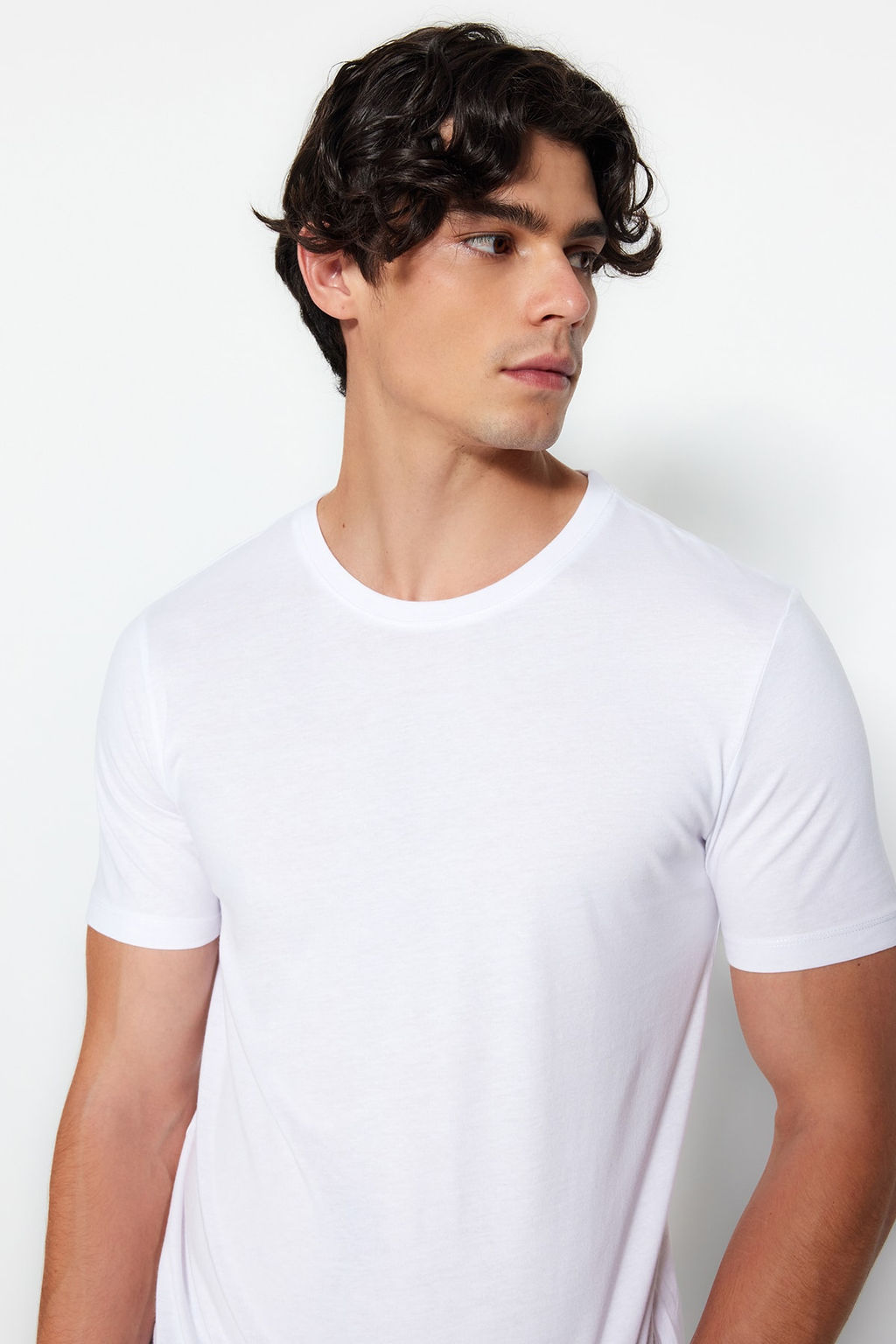 TRENDYOL MAN Siyah-Kahverengi-Gri-Tas-Beyaz Slim/Dar Kesim 5li Paket %100 Pamuk Tok Kumas T-shirt TMNAW20TS0243 - Trendyolmilla фото 4