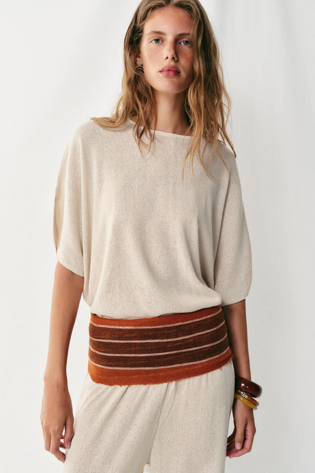 PANTAL?N R?STICO WIDE LEG / Beige claro - Zara фото 3
