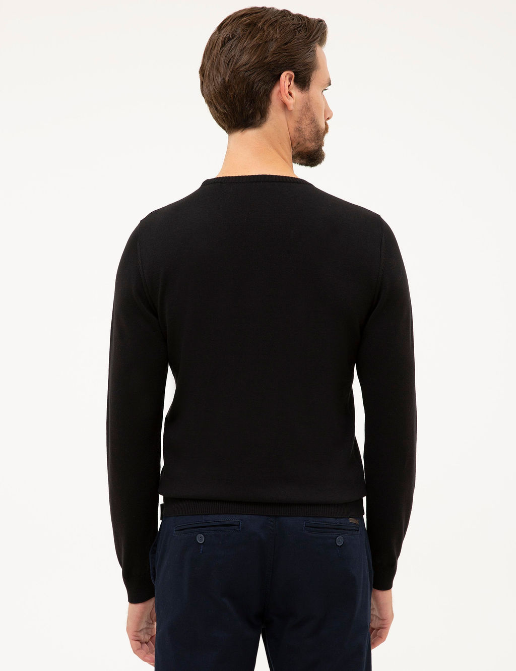 Siyah Slim Fit Bisiklet Yaka Basic Triko Kazak - Pierre cardin фото 4