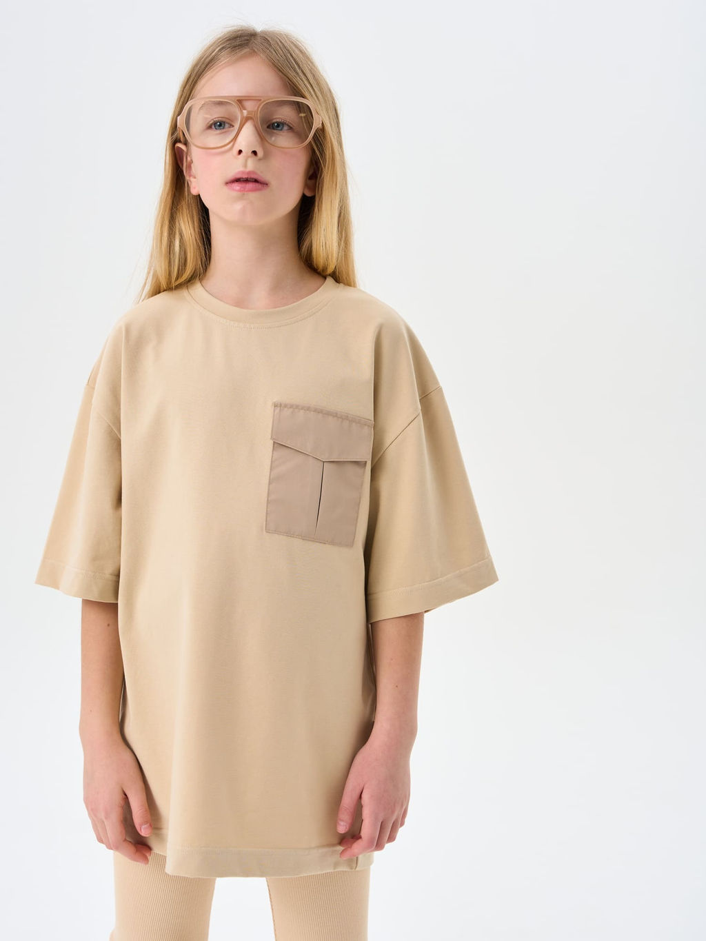 Футболка оверсайз Крем-брюле с карманом 7+ - Bungly фото 2