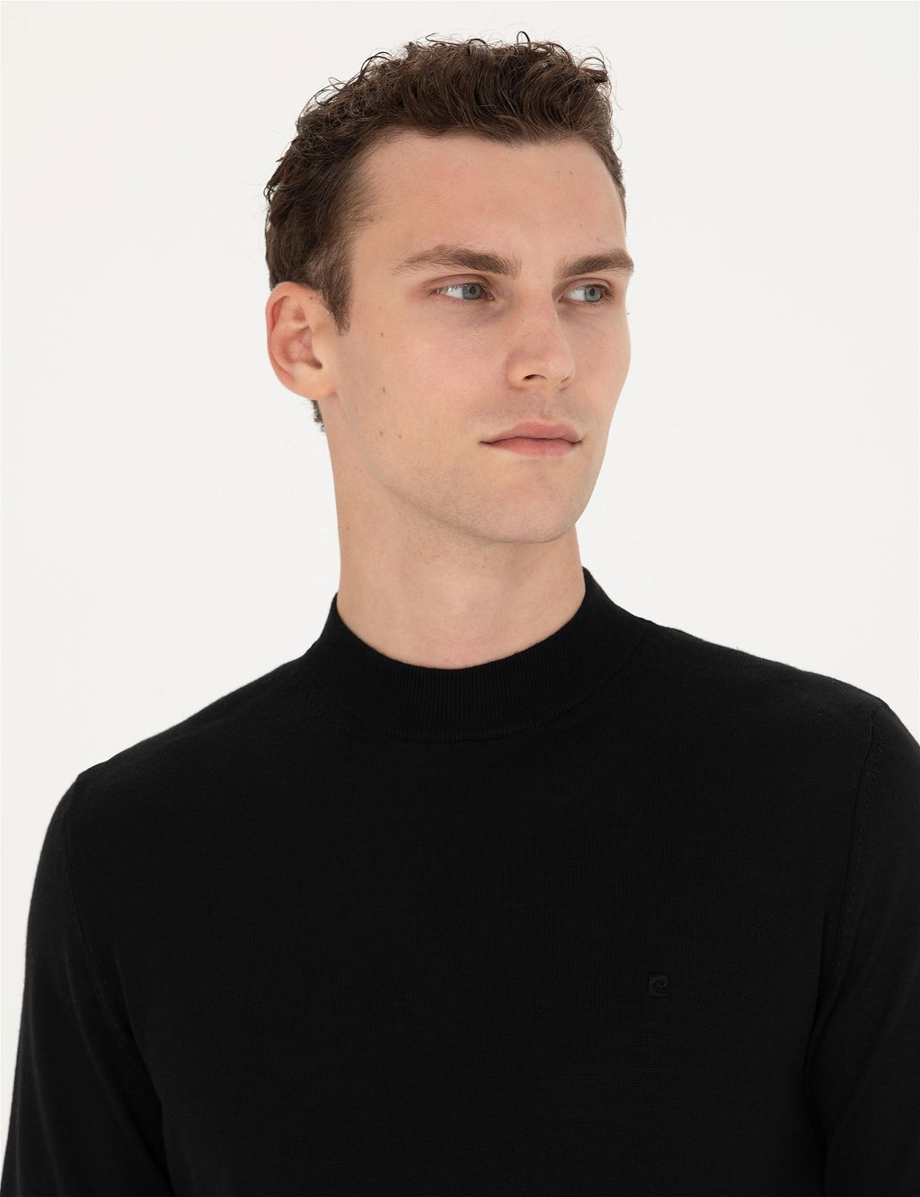 Siyah Regular Fit Bato Yaka Y_n Kar___ml_ Basic Triko Kazak