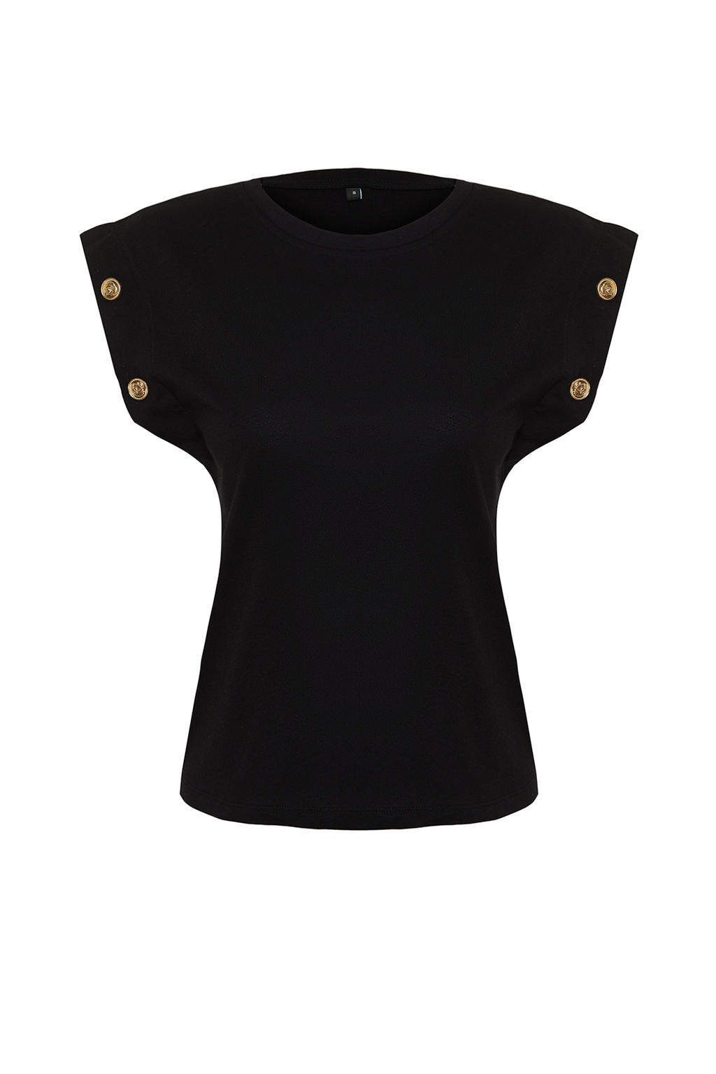 TRENDYOLMILLA Lacivert %100 Pamuk Dugme Detayl? Vatka Gorunumlu Basic Bisiklet Yaka Orme T-Shirt TWOSS23TS00016  фото 15