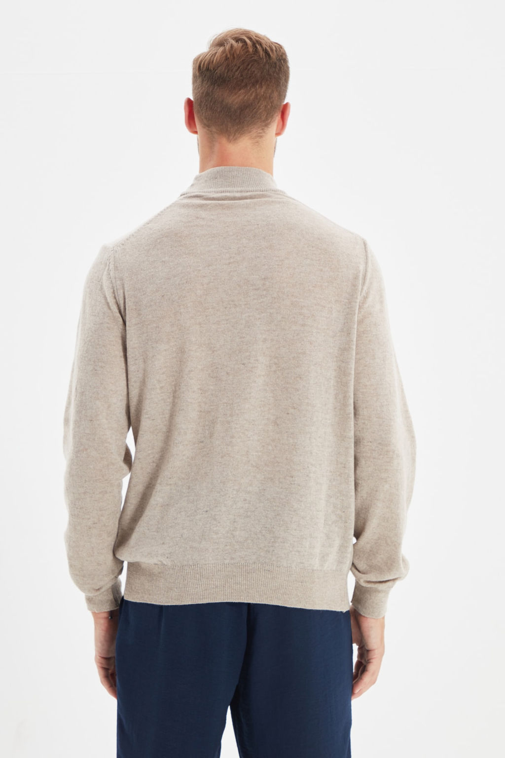 TRENDYOL MAN Bej Slim Fit Yunlu Yar?m Bal?kc? Yaka Basic Triko Kazak TMNAW21KZ1595 - Trendyolmilla фото 12