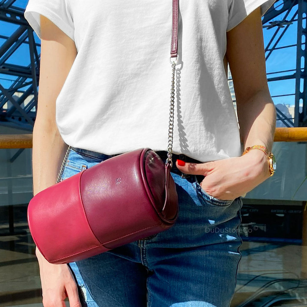 Итальянская кожаная сумка DuDu Bags серии Abigail | бордовый - Dudubags фото 6