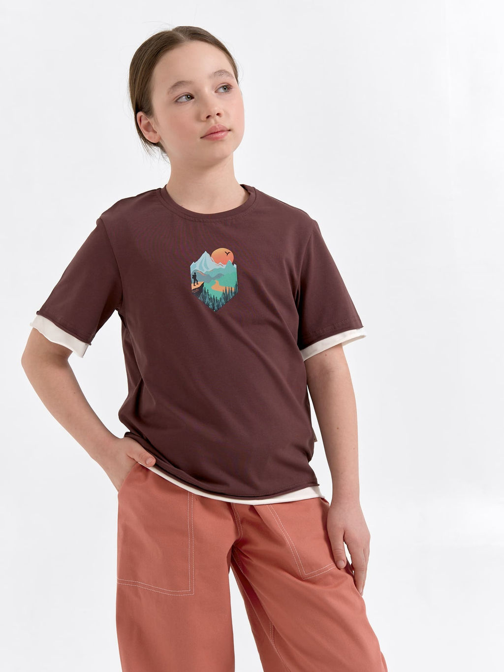 Футболка с контрастной отделкой Шоколад с принтом 7+ - Bungly фото 2