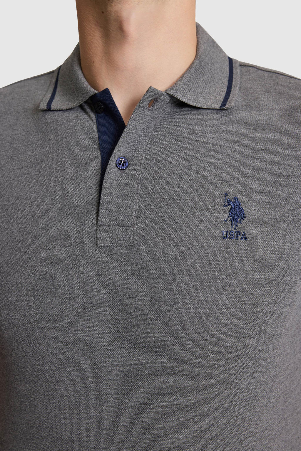Erkek Antrasit Melanj Slim Fit Polo Yaka Basic Ti__rt