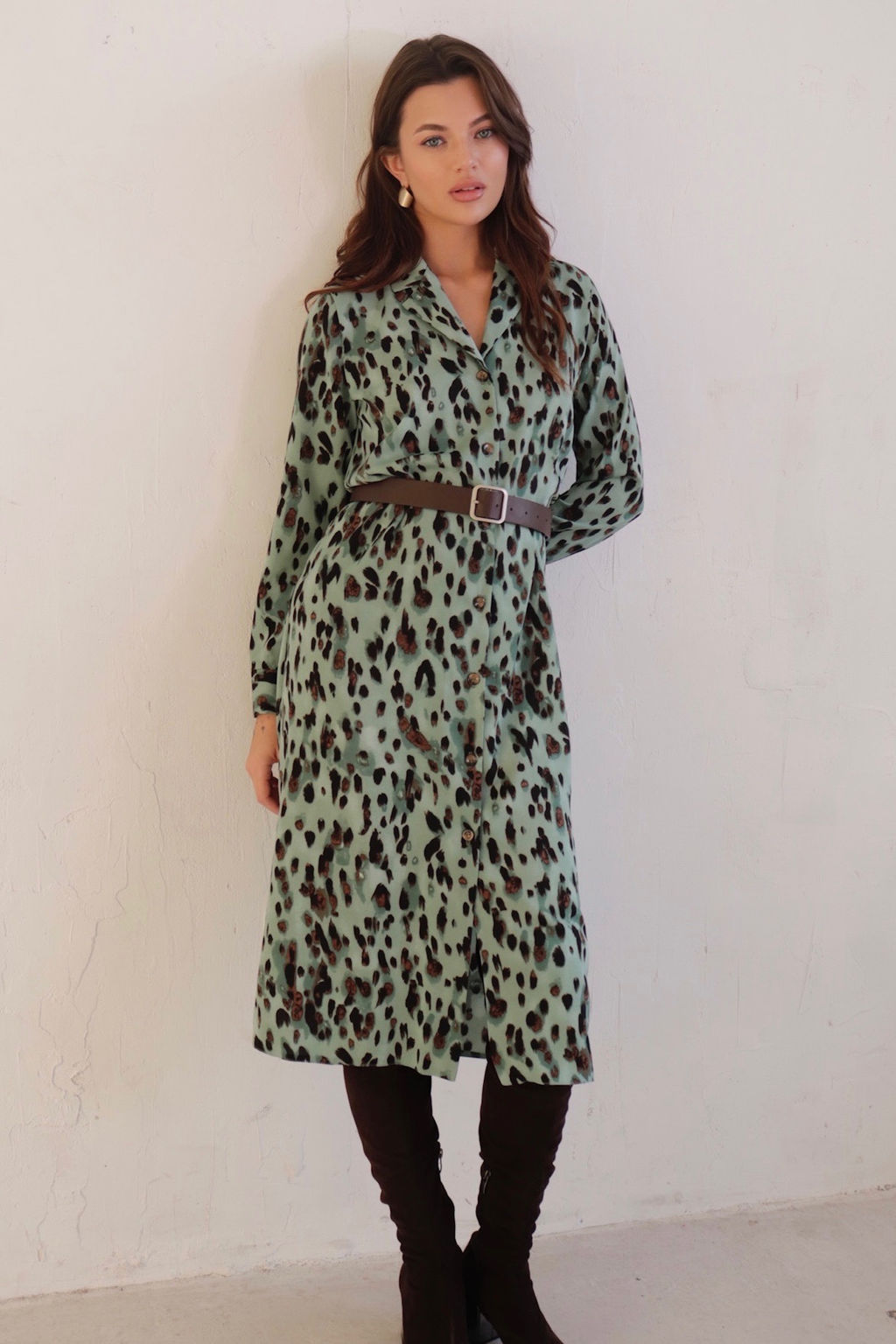 Платье-рубашка с английским воротником принт - Martichelli фото 138