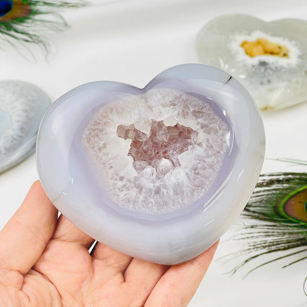 Сердце из Агата с жеодой в ассортименте