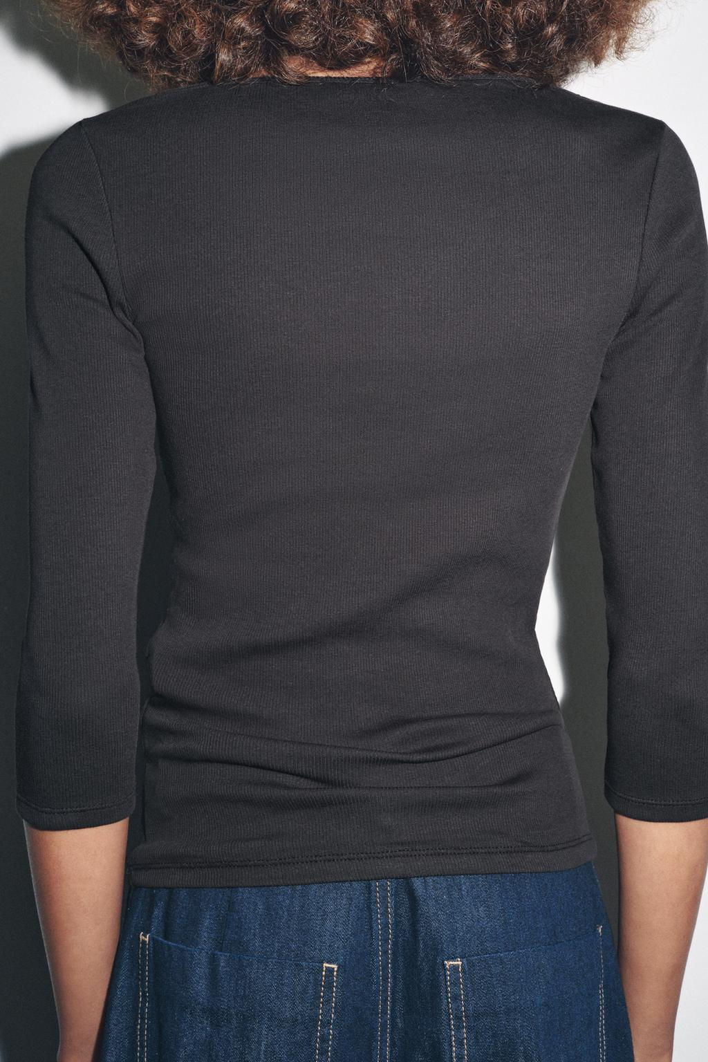 COTTON BOAT NECK T-SHIRT - Zara фото 5