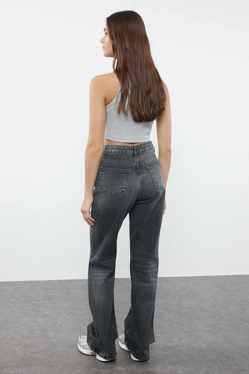 TRENDYOLMILLA Antrasit Yuksek Bel Wide Leg Jeans TWOAW25JE00101  фото 5