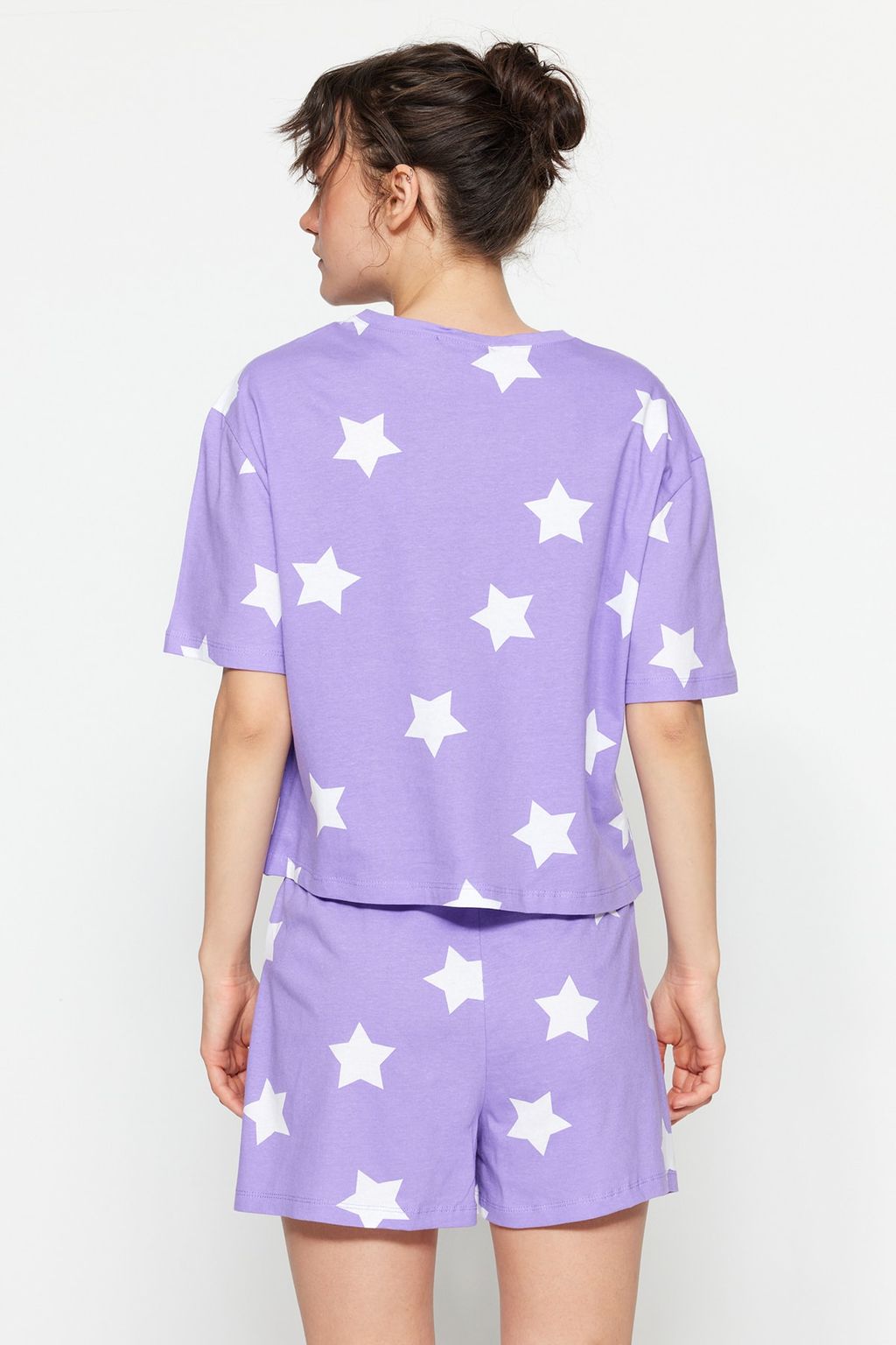 Trendyolmilla Cok Renkli %100 Pamuklu Y?ld?z Desenli Sortlu Orme Pijama Tak?m? THMSS22PT0501  фото 6