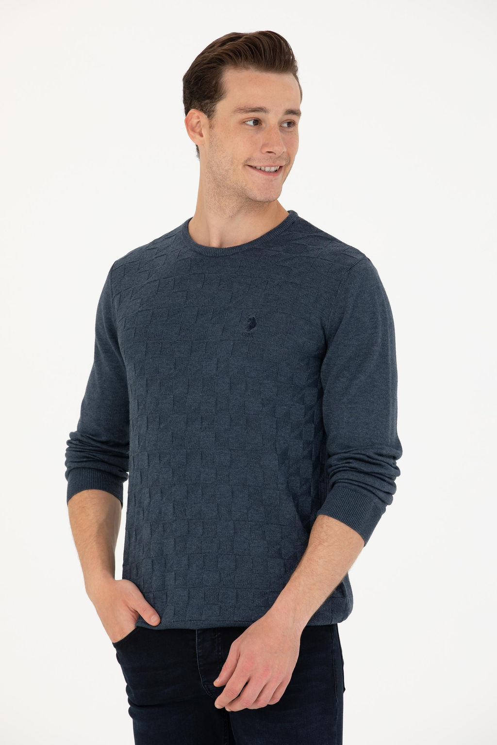 Мужской темно-синий базовый свитер Неожиданная скидка в корзине - U.s. polo assn фото 8