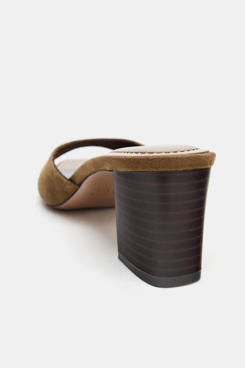 SPLIT SUEDE BLOCK HEEL MULES - Zara фото 5