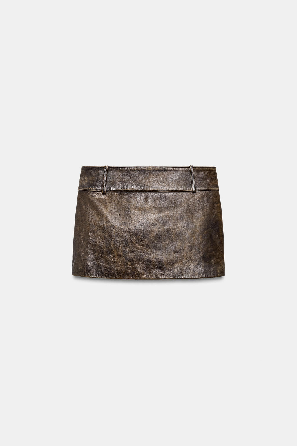 FALDA CORTA PIEL 100% ZW COLLECTION LIMITED EDITION / Marr?n - Zara фото 9