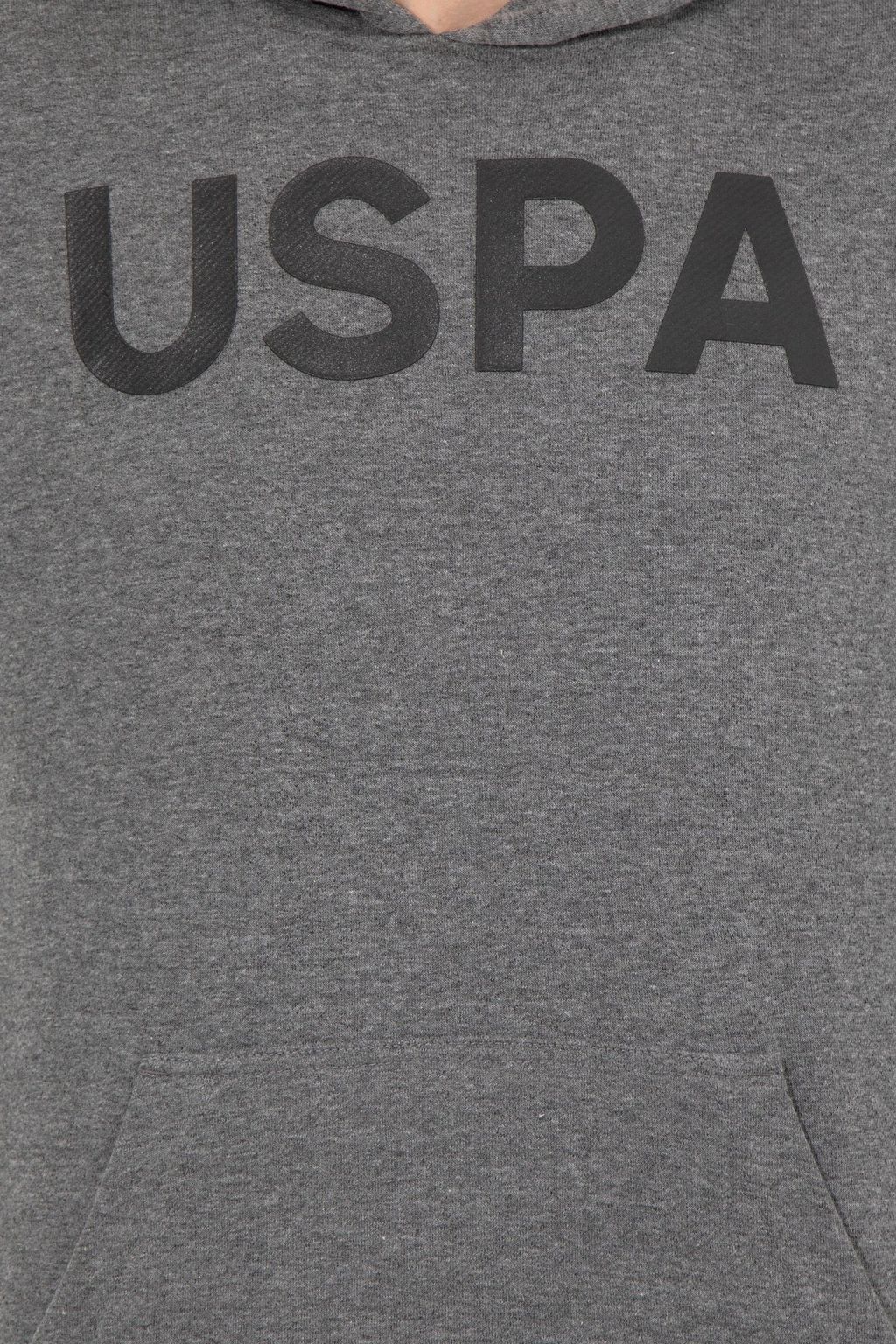 Мужская толстовка с капюшоном цвета антрацит меланж базовая - U.s. polo assn фото 6