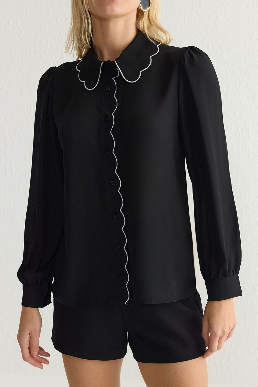 TRENDYOLMILLA Beyaz Nak?s Detayl? Regular Normal Kal?p Dokuma Gomlek TWOAW21GO0302  фото 3