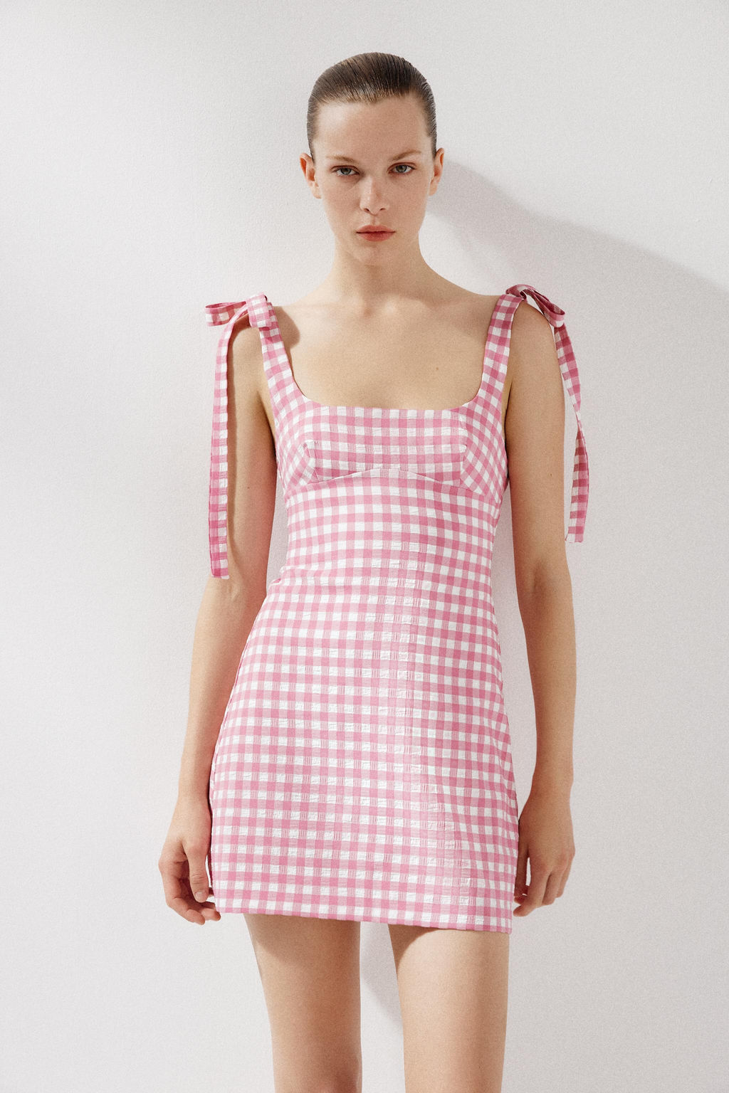 GINGHAM CHECK DRESS WITH BOWS