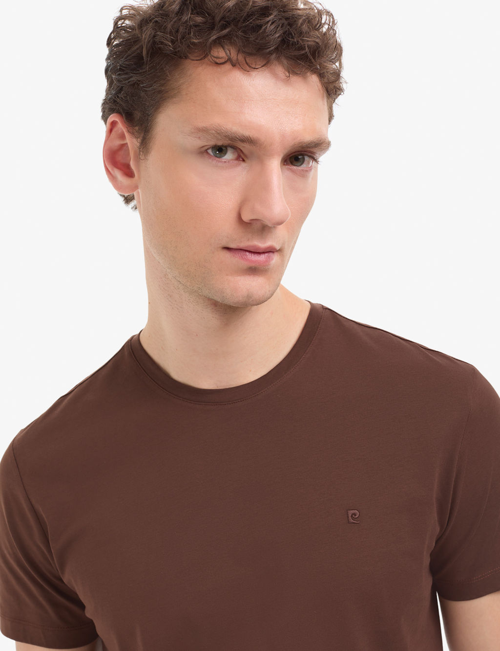 Koyu Kahverengi Slim Fit %100 Pamuk Bisiklet Yaka Basic Ti__rt