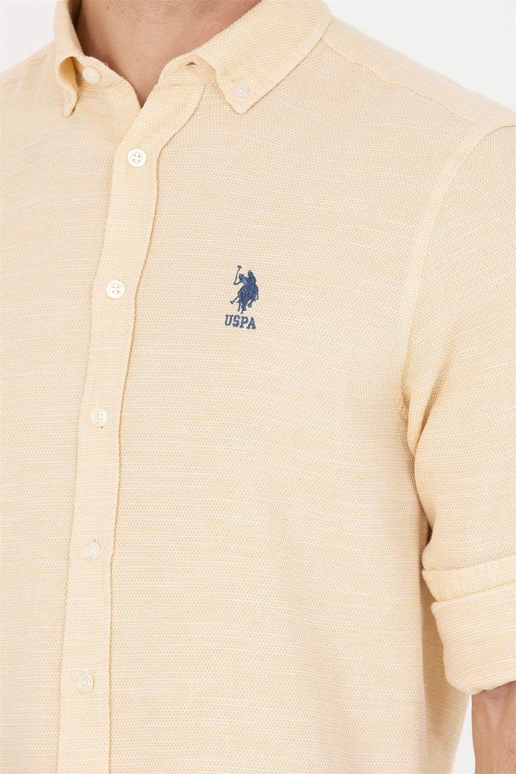 Мужская светло-желтая рубашка с длинным рукавом - U.s. polo assn фото 7