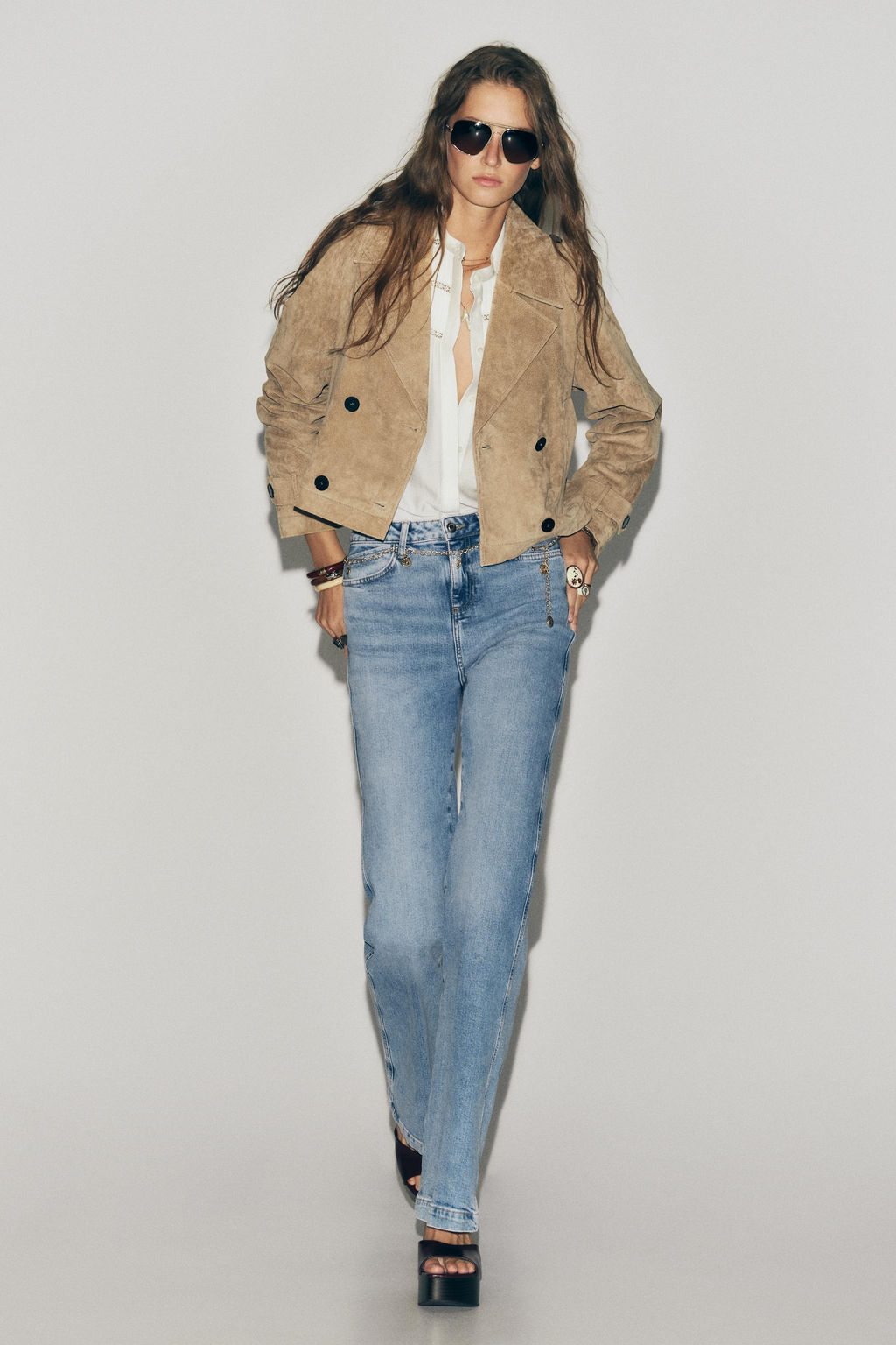 100% LEATHER SHORT TRENCH COAT