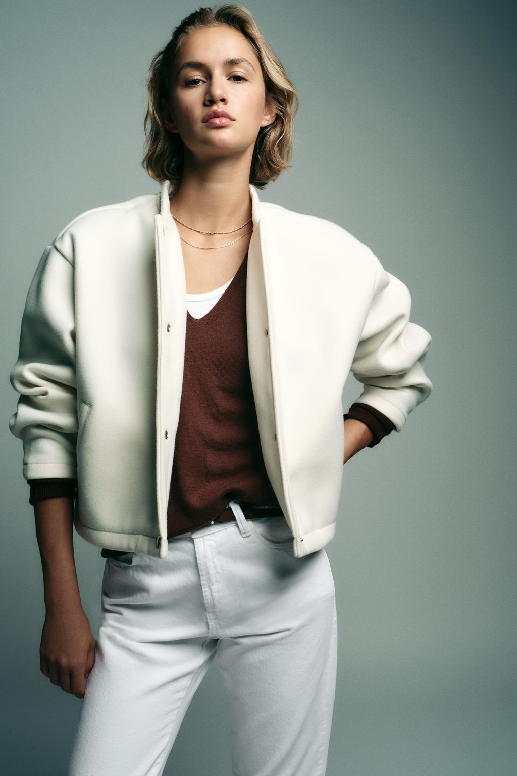 SOFT BOMBER JACKET WITH GOLDEN BUTTONS - Zara фото 2