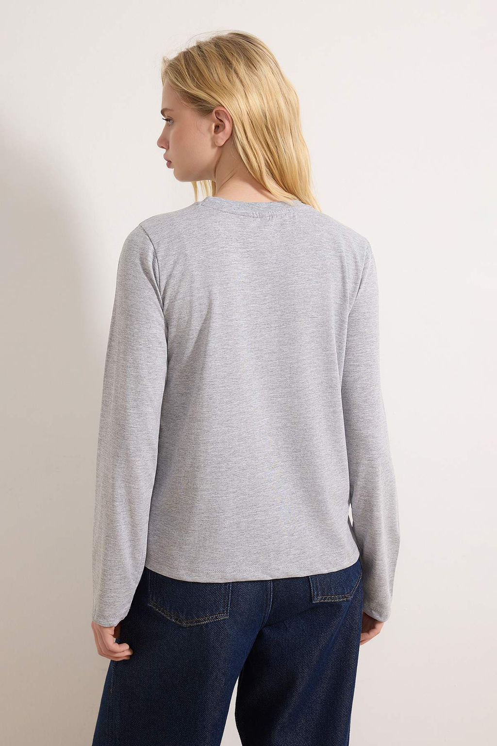 Siyah-Gri 2li Paket %100 Pamuk Bisiklet Yaka Regular/Normal Kesim Orme T-Shirt TWOAW25TS00001